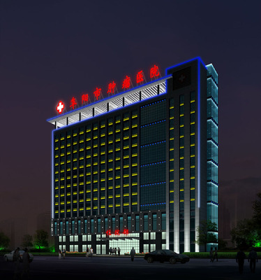 阜阳肿瘤医院病房大楼效果图夜景